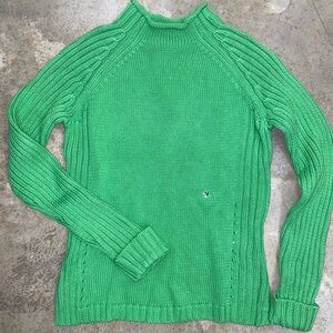 Casual Corner Green Cowl Neck Sweater with Ribbed Knit
